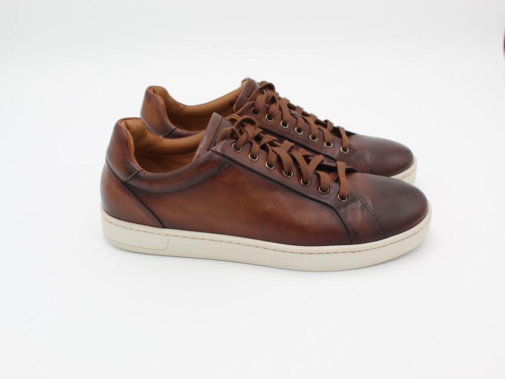 Magnanni Sneaker Mens 9 Brown Leather Low Top Spain Lace Up Casual Luxury